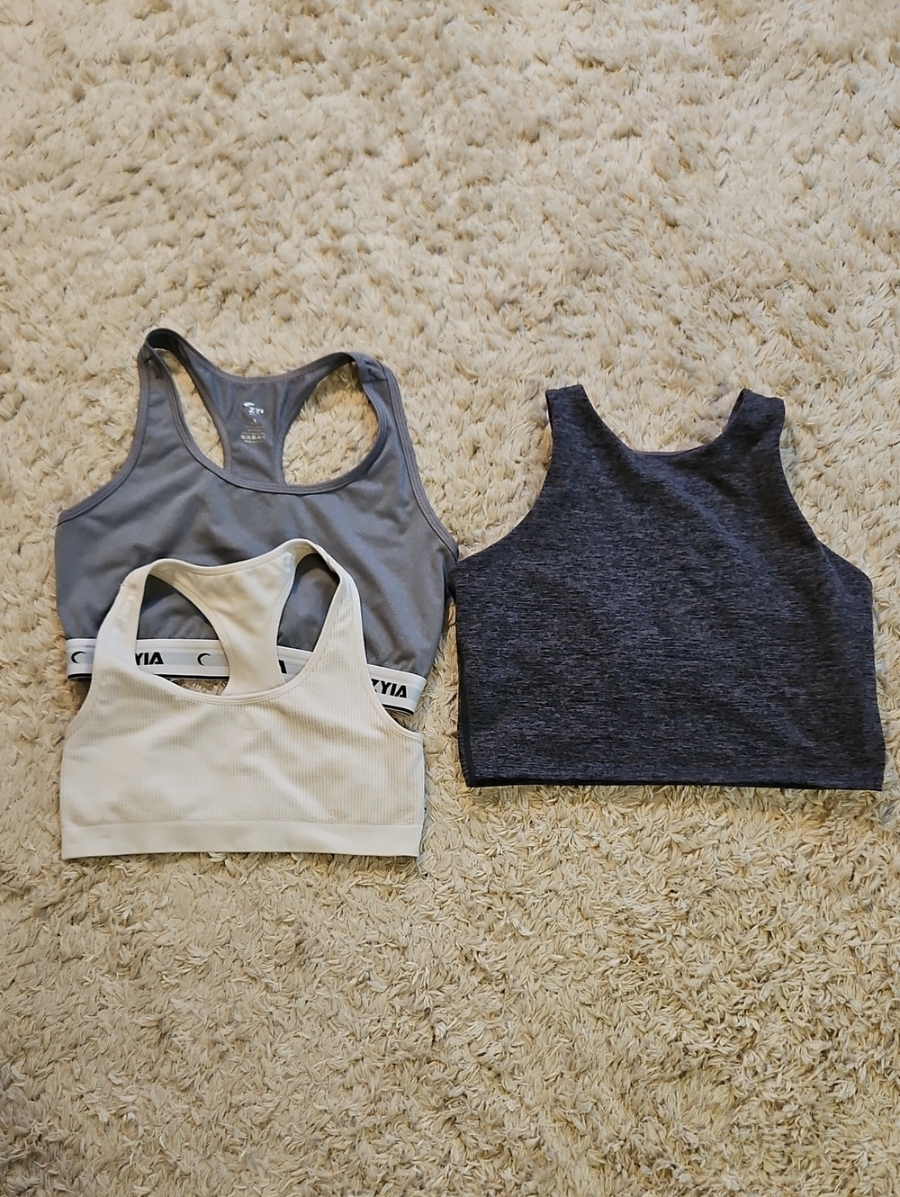 Spiritual Gangster, Zella, Feat, Trio of Gray, White, and Charcoal Sports Tops